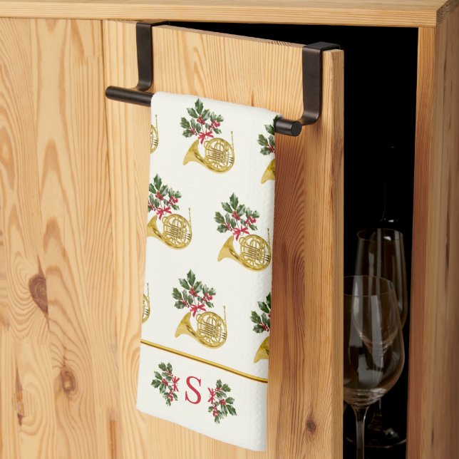 Dem Nutcracker-Akzent am französischen Horn-Elfenb Geschirrtuch (Drittel gefaltet)