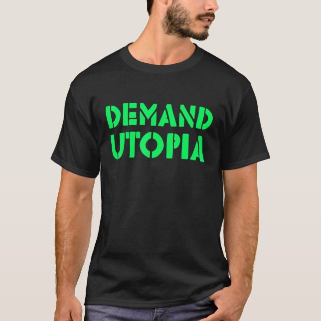 Demand Utopia Progressiver Aktivist Solarpunk Posi T-Shirt (Vorderseite)