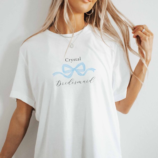 Demare Light Blue Bow Bridesmaid Vorschlag T-Shirt (Light Blue Demure Bow Oversized T-shirt)