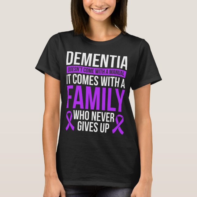 Dementia Awareness Ribbon Fighter Warrior T-Shirt (Vorderseite)