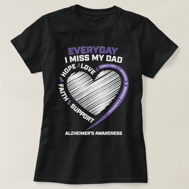 Dementia Products Purple In Memory Dad Alzheimers  T-Shirt (Design vorne)