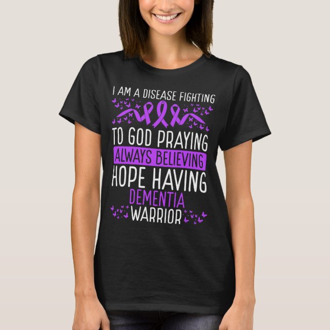 Dementia Warrior Alzheimers Awareness Ribbon T-Shirt (Vorderseite)