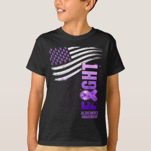 Demenz lila Band amerikanische Flagge Alzheimer T-Shirt