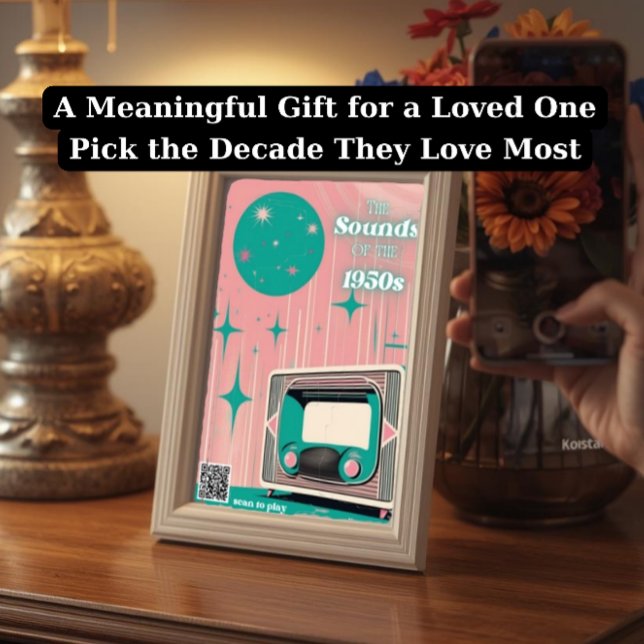 Demenz-Schreibkarte mit QR-Code für Musik der 1950 Karte (Von Creator hochgeladen)