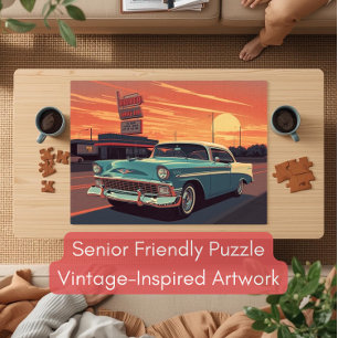 Demenzfreundliches 1950er-Jahre-Autokino-Rätsel Puzzle