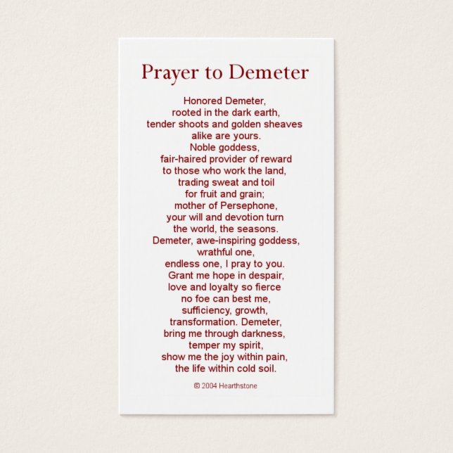 Demeter Prayer Card (Vorderseite)