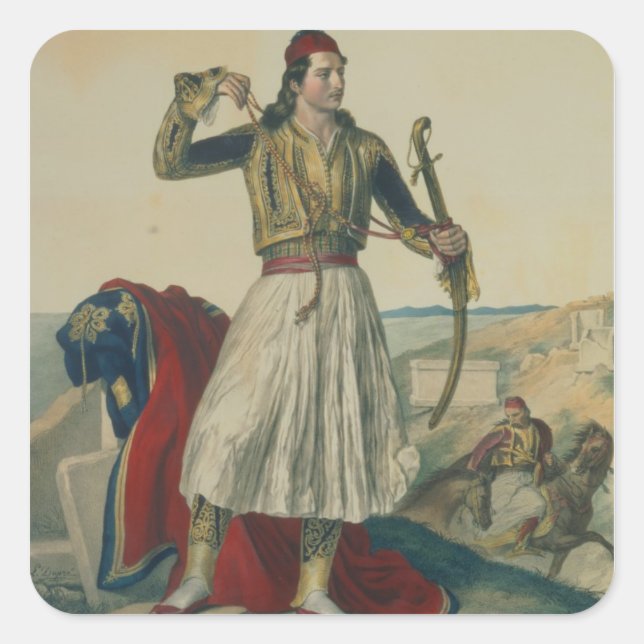 Demetrius Mavromichalis, griechischer Soldat und P Quadratischer Aufkleber (Vorderseite)