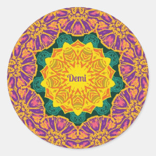 DEMI ~ Helle Weihnachts-Blume Runder Aufkleber