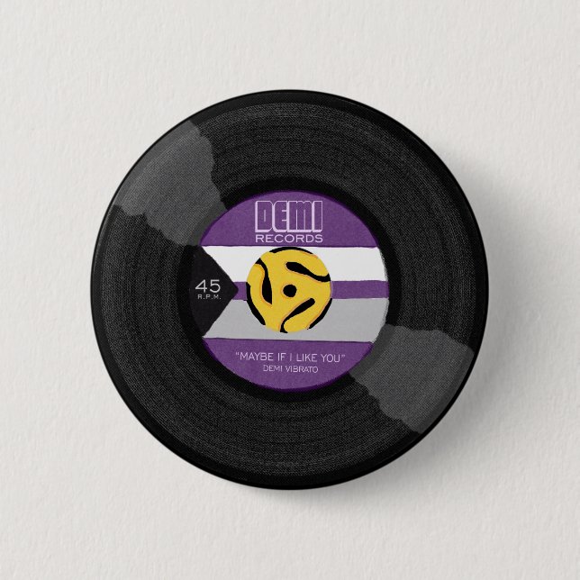 Demi Platten Demisexual Prix Vinyl LGBTQ Button (Vorderseite)