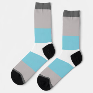 Demiboy Blue Grey White Strip LGBT Socken