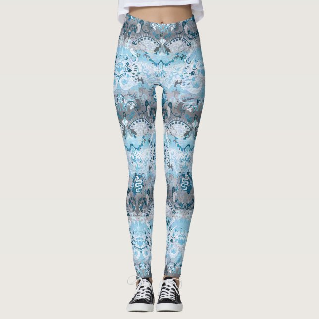 Demiboy Dragon Damask - Stilvolle Farben für die P Leggings (Vorderseite)