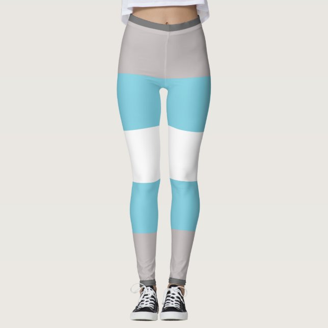 Demiboy-Flagge Grau-Blau-Streifen LGBT Leggings (Vorderseite)