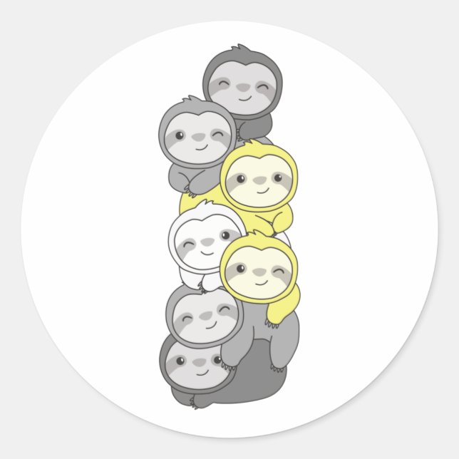 Demigender Flag Pride Lgbtq Niedlich Sloth Pile Kl Runder Aufkleber (Vorderseite)