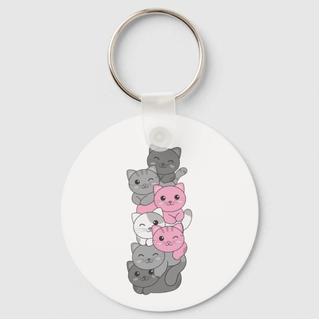 Demigirl Flag Kat Pride Lgbtq Niedlich Cat Schlüsselanhänger (Vorderseite)