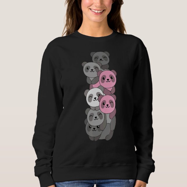 Demigirl Flag Pile Pride Lgbtq Pandas Niedlich Dem Sweatshirt (Vorderseite)