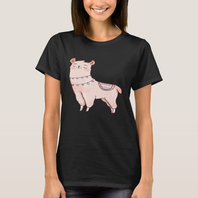 Demigirl Llama Süße Tier Alpaca LGBTQIA Enby Pri T-Shirt (Vorderseite)