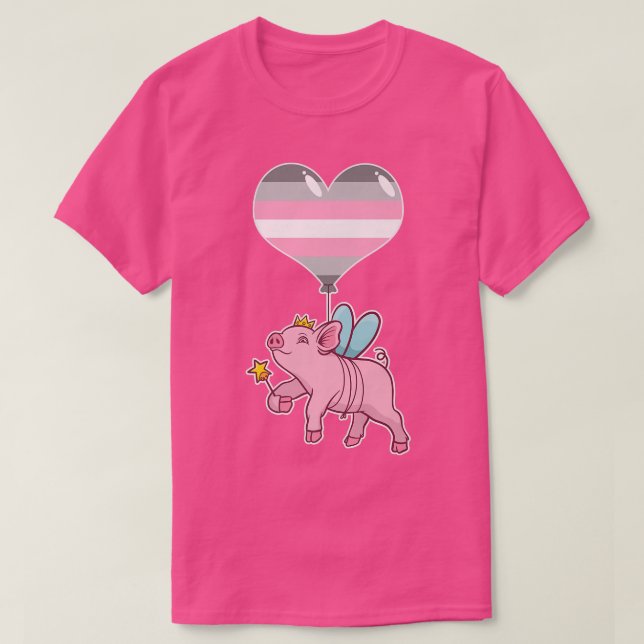 Demigirl Pig Fairy  Nonbinary Gender  T-Shirt (Design vorne)