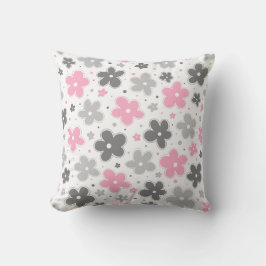 Demigirl Pride Blume Doodle Gray White Pink Kissen