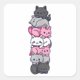 Demigirl Pride Cat LGBT Demi Girl Flag Niedlich Ka Quadratischer Aufkleber