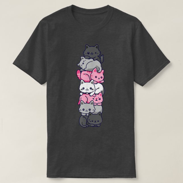 Demigirl Pride Cat LGBT Demi Girl Flag Niedlich Ka T-Shirt (Design vorne)