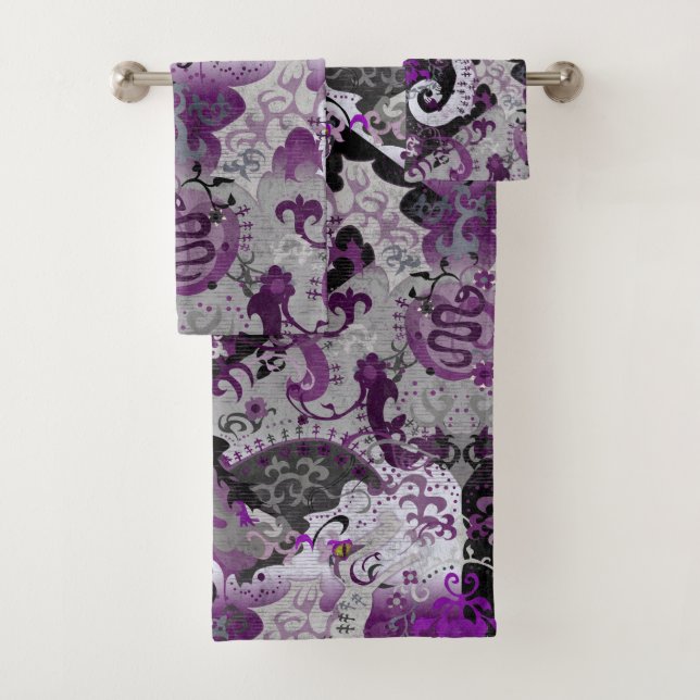 Demisexual Dragon Damask - Farbe der Flagge Badhandtuch Set (Insitu)