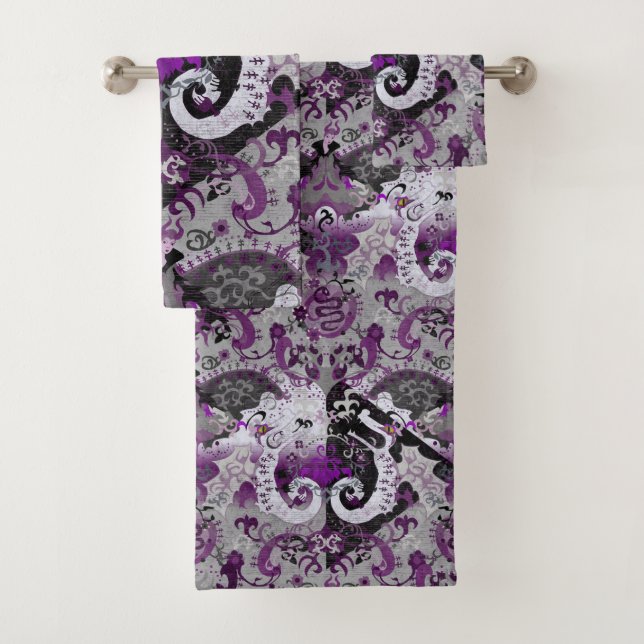 Demisexual Dragon Damask - Farbe der Flagge Badhandtuch Set (Insitu)