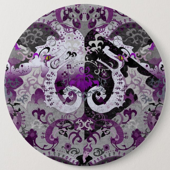 Demisexual Dragon Damask - Farbe der Flagge Button (Vorderseite)