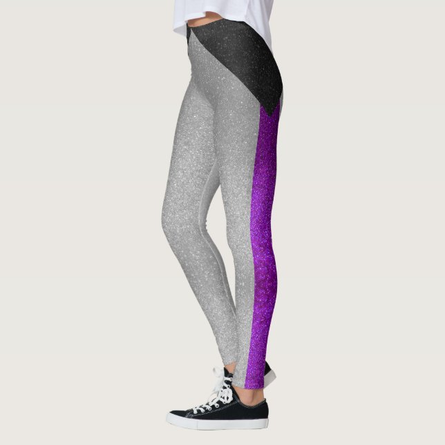 Demisexual-Gay Pride-Flag für Schwarzweiß-Glitzer Leggings (Links)