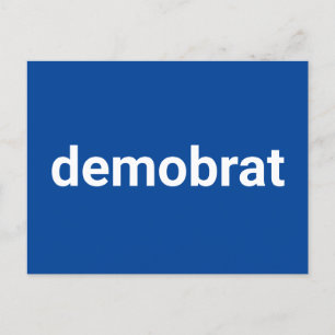 Demobrat moderne Typografie weiß und blau Postkarte