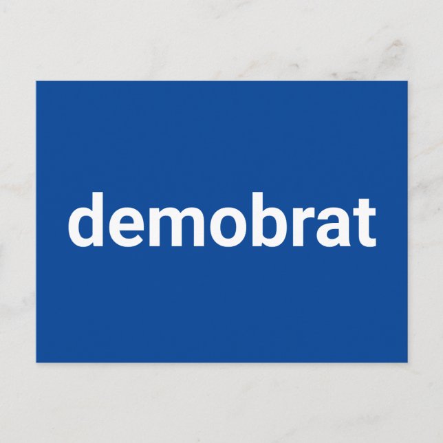 Demobrat moderne Typografie weiß und blau Postkarte (Vorderseite)