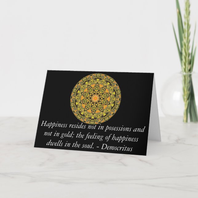 Democritus quote about Happiness Karte (Vorderseite)