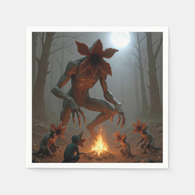 Demogorgon Creatures Around a Campfire Serviette (Vorderseite)