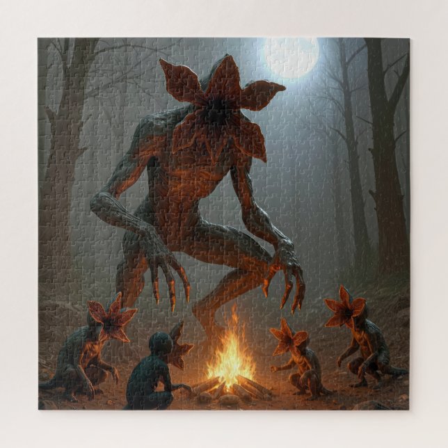 Demogorgon Creatures Gathering Around a Campfire Puzzle (Vertikal)