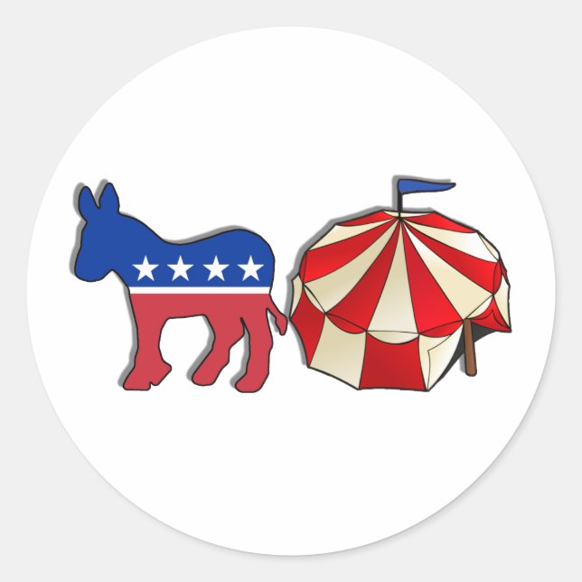Demokrat Circus Donkey Runder Aufkleber (Vorderseite)