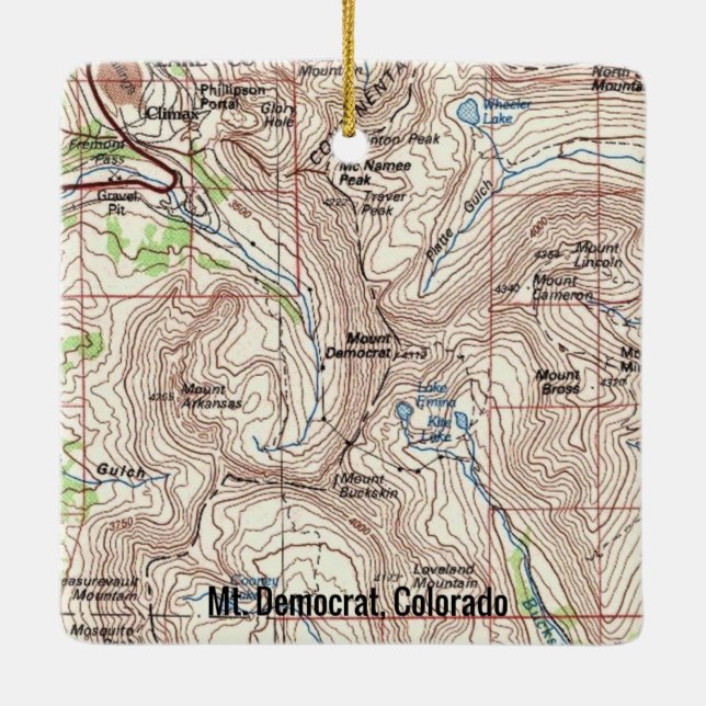 Demokrat Colorado Topo Karte Keramikornament (Rückseite)