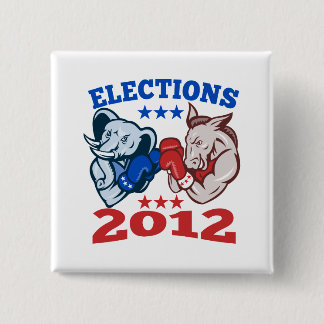 Demokrat-Esel-republikanisches Elefant-Maskottchen Button