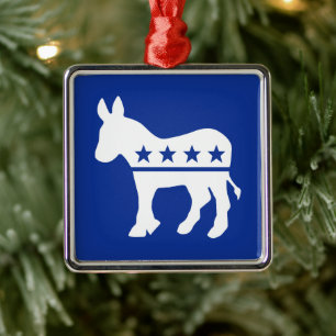 Demokrat-Esel-Verzierung Silbernes Ornament