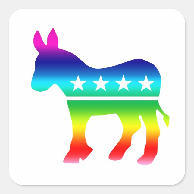 Demokrat Original Donkey Rainbow Quadratischer Aufkleber (Vorderseite)