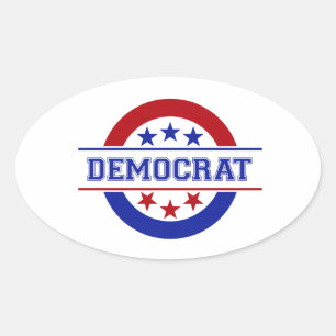 Demokrat Stempel Logo Blau Ovaler Aufkleber