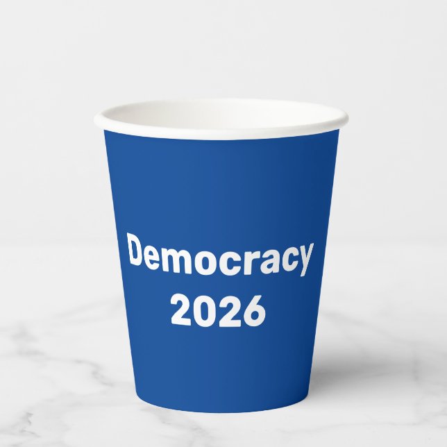 Demokratie 2026 Zwischenwahlen Pappbecher (Vorderseite)