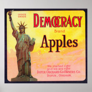 Demokratie - Apple Crate LabelDufur Poster
