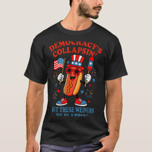 Demokratie kollabiert lustiger Hot Dog 4. Juli Dem T-Shirt