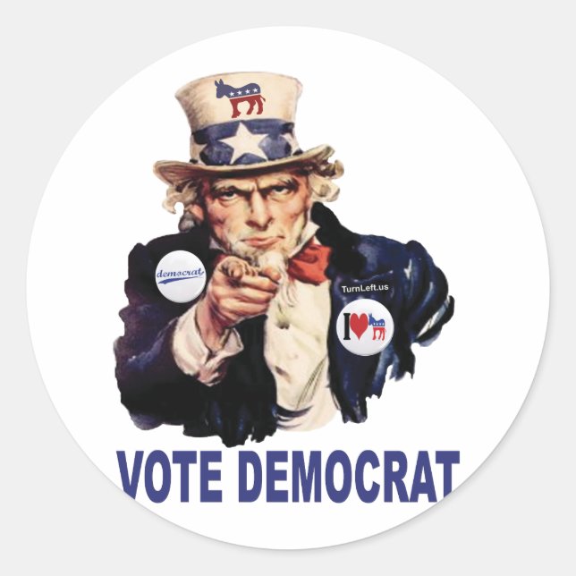 DEMOKRATIE RUNDER AUFKLEBER (Vorderseite)