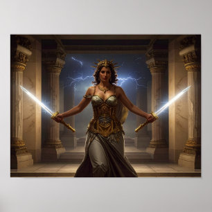 Demokratie-Verteidigerin Lady Liberty SciFi Fantas Poster