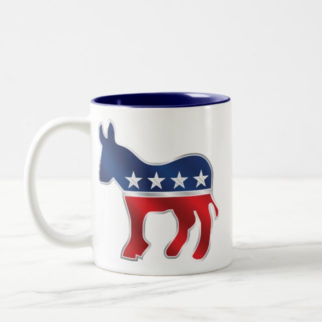 Demokratische Esel-Kaffee-Tasse Zweifarbige Tasse (Links)