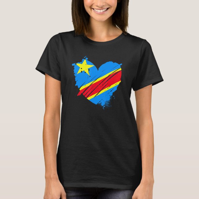 Demokratische Republik Kongo - Fahne I Liebe T-Shirt (Vorderseite)