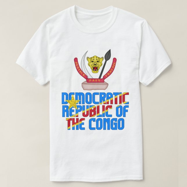 Demokratische Republik Kongo Flag und Coat T-Shirt (Design vorne)