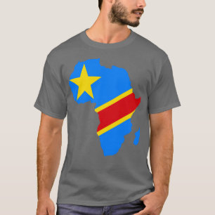 Demokratische Republik Kongo Flaggenafrika-Karte T-Shirt