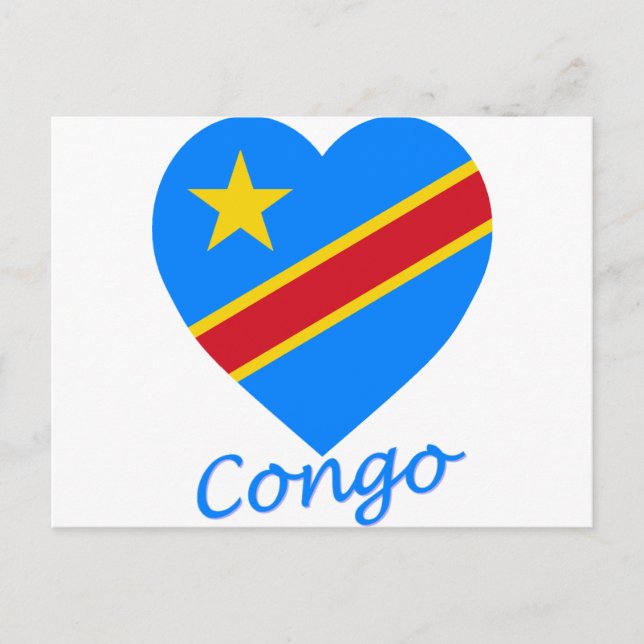 Demokratische Republik Kongo Flaggenherz Postkarte (Vorderseite)