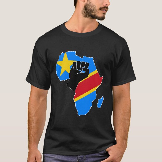 Demokratische Republik Kongo RDC Flaggenstaat Af T-Shirt (Vorderseite)